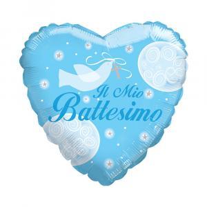 Palloncino  il mio battesimo celeste cuore 36"-91cm. 1pz