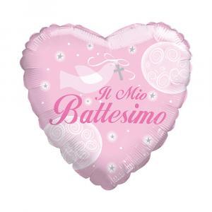 Palloncino  il mio battesimo rosa cuore 36"-91cm. 1pz