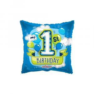 Palloncino  1st birthday boy quadrato 18"-45cm. 1pz