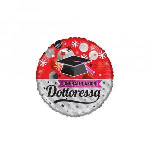 Palloncino  congratulazioni dottoressa con tocco tondo 18"-45cm. 1pz