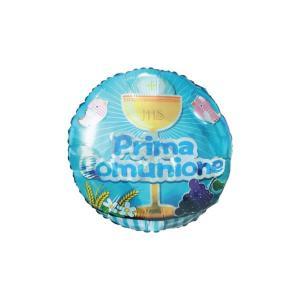 Palloncini  tondo prima comunione celeste 9"-22cm. 5pz