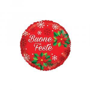 Palloncino  tondo rosso buone feste 18"-45cm. 1pz