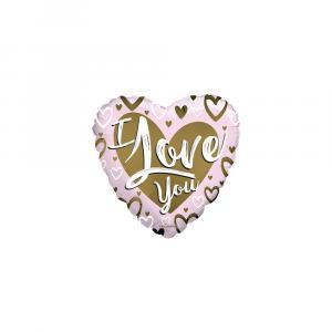 Palloncini   i love you oro e rosa cuore 9"-22cm. 5pz