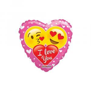 Palloncino  i love you cuore emoticons 18"-45cm. 1pz