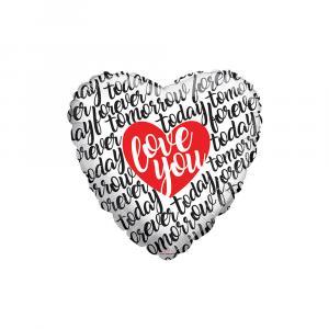 Palloncino   i love you cuore con scritte 18"-45cm. 1pz