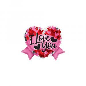 Palloncini  i love you cuore con fiocco minishape 14"-35cm. 5pz