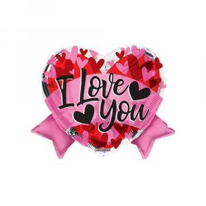 Palloncino  i love you cuore con fiocco sagoma 18"-45cm. 1pz