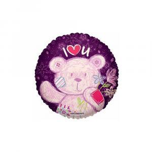 Palloncino  i love you con orso tondo 18"-45cm. 1pz