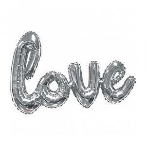 Palloncino  scritta corsivo love argento 84"-213cm. 1pz