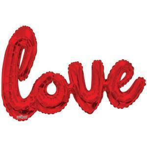 Mylar scritta corsivo love rossa 2,14 m x1,35 m -84"x 53"