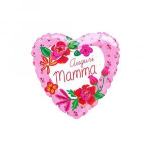 Palloncino  cuore auguri mamma 18"-45cm. 1pz