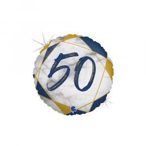 Palloncino  50 marmorizzato blu tondo 18"-45cm. 1pz