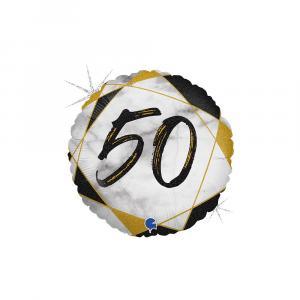 Palloncino  50 marmorizzato nero tondo 18"-45cm. 1pz