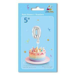 Palloncino  numero 0 argento nanoshape 5" - 13cm. 1pz