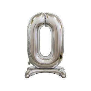 Palloncino  standing 0 argento supershape 30" - 76cm. 1pz