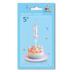 Palloncino  numero 1 argento nanoshape 5" - 13cm. 1pz