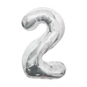 Mylar numero 2 argento salva elio 34"/87 cm conf. 1pz