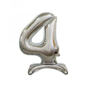 Palloncino  standing 4 argento supershape 30" - 76cm. 1pz