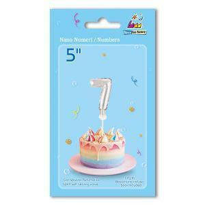 Palloncino  numero 7 argento nanoshape 5" - 13cm. 1pz