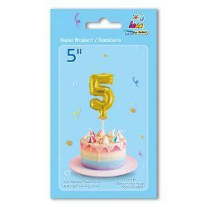 Palloncino  numero 5 oro nanoshape 5" - 13cm. 1pz