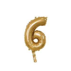 Palloncino  numero 6 oro minishape 14" - 35cm. 1pz