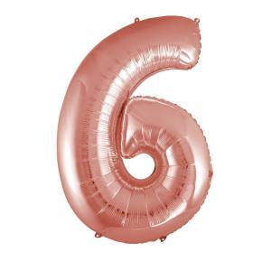 Palloncino  numero 6 rosa gold supershape 40" - 101cm. 1pz