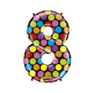 Palloncino  numero 8 multicolor pois minishape 14"-35cm. 1pz