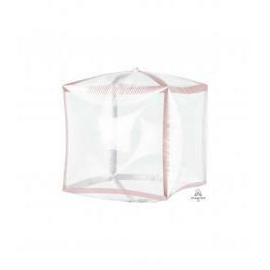 Palloncino  rosa gold trim cubo 15"x15". 1pz