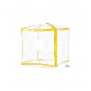 Palloncino  gold trim cubo 15"-38cm". 1pz