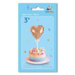 Palloncino  cuore rosa gold nanoshape 3" - 8cm. 1pz