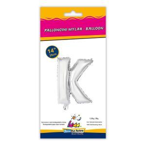 Palloncino  lettera k argento minishape 14" - 35cm . 1pz