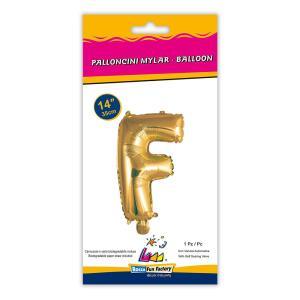 Palloncino  lettera f oro minishape 14" - 35cm . 1pz