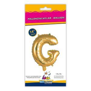 Palloncino  lettera g oro minishape 14" - 35cm . 1pz