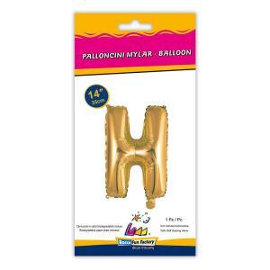 Palloncino  lettera h oro minishape 14" - 35cm . 1pz