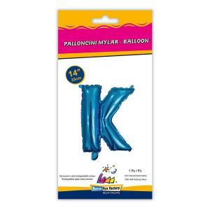 Palloncino  lettera k blu minishape 14" - 35cm . 1pz