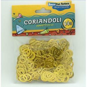 Coriandoli a forma di fedi color oro, 1 bustina da 14g.