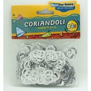 Coriandoli a forma di fedi color argento, 1 bustina da 14g.