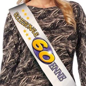 Fascia compleanno 60 anni donna, con scirtta eccezionale 60 enne, 1pz.