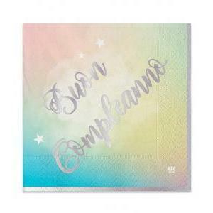 Tovaglioli buon compleanno soft rainbow 33x33 20pz