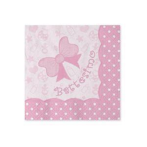 Tovaglioli battesimo bambina baby rosa 25x25cm, 20pz