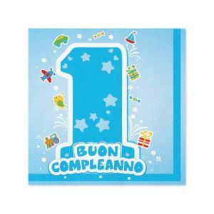 1° compleanno azzurro tovaglioli 33x33cm 20pz