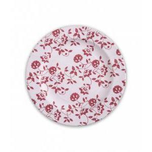 Piatti piccoli righe diametro 21cm natura rosso compostabile, 8pz.