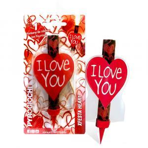 Candela fontana pirotecnica da interno festa heart con cuore i love you. 1pz.