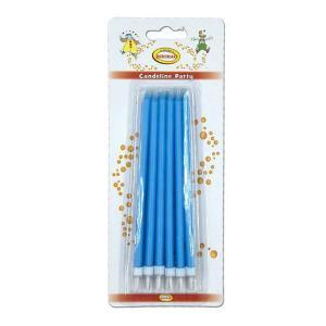 Candeline ministelo azzurro con base, 12pz.