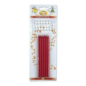 Candeline ministelo rosse con base, 12pz.