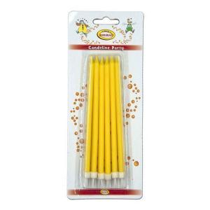 Candeline ministelo giallo con base, 12pz.