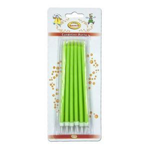 Candeline ministelo verde lime con base, 12pz.