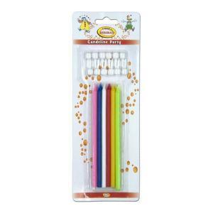 Candeline ministelo multicolor con base, 12pz.