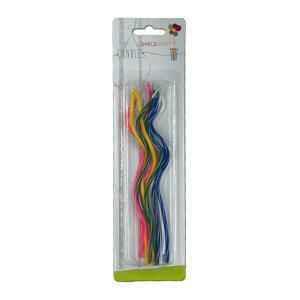 Candeline a forma di spirale multicolor, ogni confezione contiene 10 candeline.