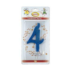 Candelina grande numero 4 blu 12cm, 1 pz.